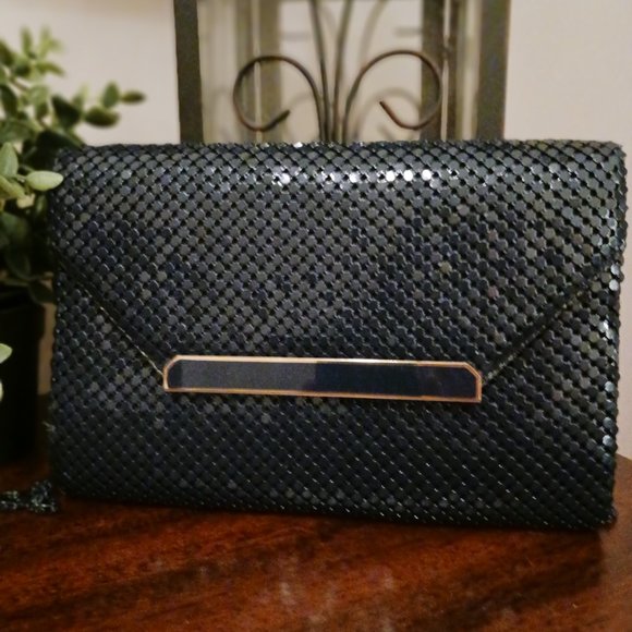 Vintage Navy Blue Mesh Metal Purse - Picture 1 of 6